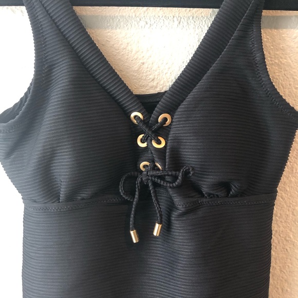 Lands End Black Textured Tankini - Picture 2 of 7